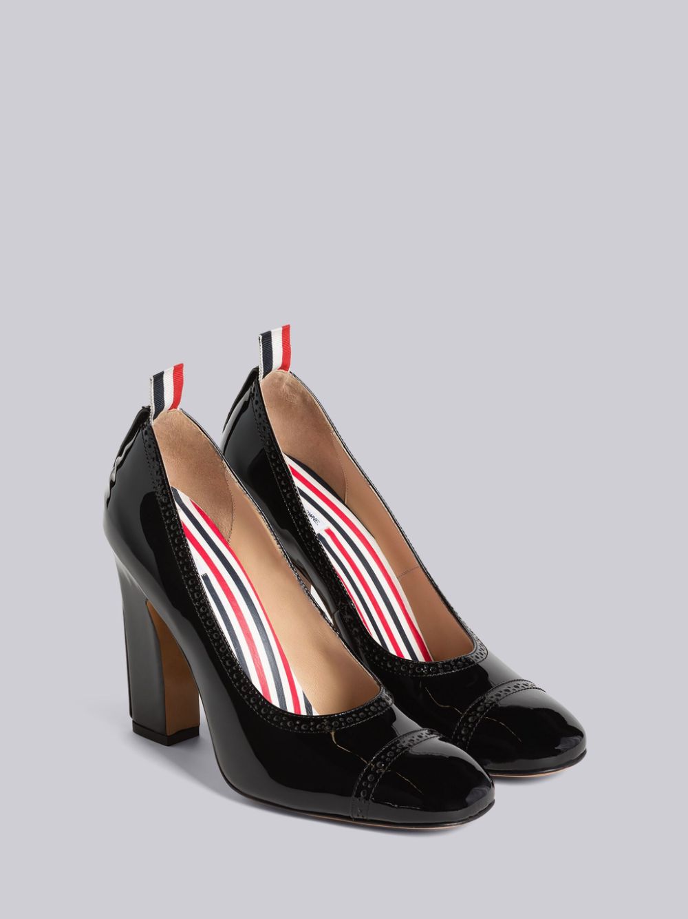 Zapatos De Tacon Thom Browne Soft Patent Slim Block Court Mujer Negras | YSL12K56026